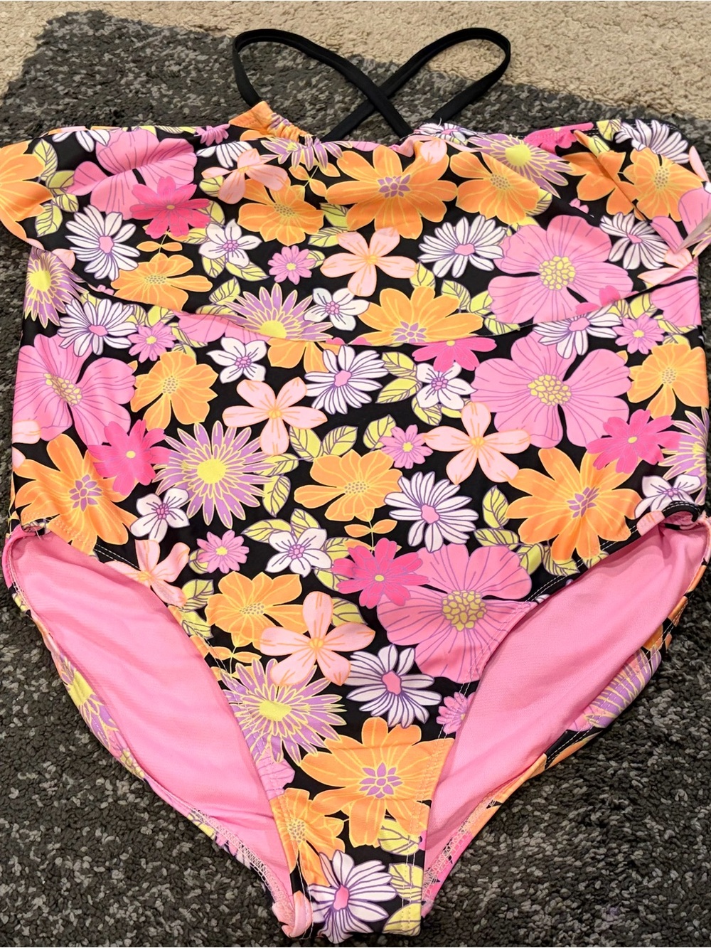 Wonder Nation Girls Floral One-Piece Swimsuit - XL (14-16)